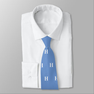Einfaches elegantes blau-weißes Monogramm mit Mono Krawatte