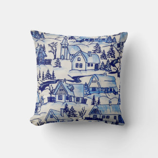 Einfaches elegantes blau-weißes Weihnachtsferien-S Kissen
