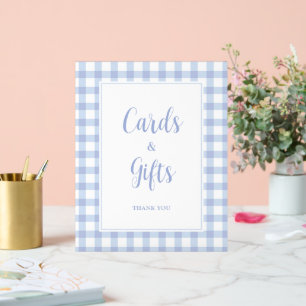 Einfaches elegantes blaues Gingham-Karten- und Ges Acrylschild