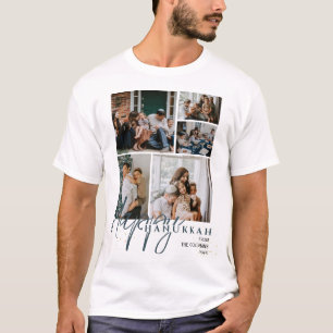 Einfaches elegantes Blue Happy Hanukkah Foto Colla T-Shirt