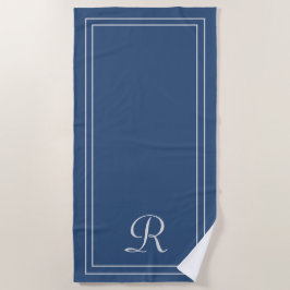 Einfaches, elegantes Blue Monogram Beach Handtuch