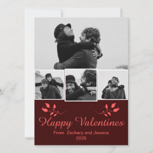 Einfaches elegantes Blumen-Valentinstag-Paar-Foto Feiertagskarte