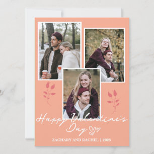 Einfaches elegantes Blumen Valentinstag Paar Foto Feiertagskarte