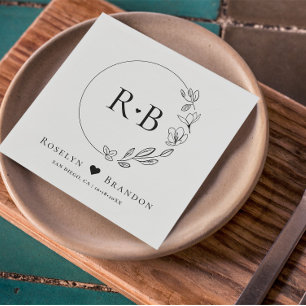 Einfaches elegantes Blumenkraut-Monogramm Serviette