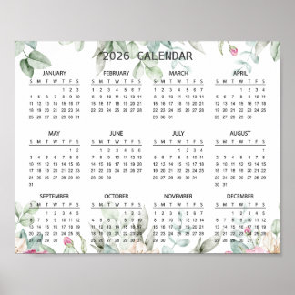 Einfaches Elegantes Botanisches Blumenkalender 202 Poster