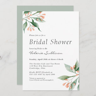 Einfaches elegantes botanisches Brautparty Einladung