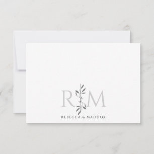 Einfaches Elegantes Botanisches Monogramm Rustikal Mitteilungskarte