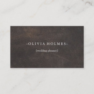 Einfaches, elegantes, braunes Leder-Look Beruflich Visitenkarte