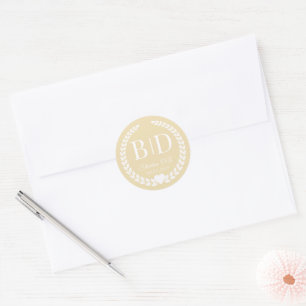 Einfaches elegantes Braut-und Bräutigam-Monogramm Runder Aufkleber