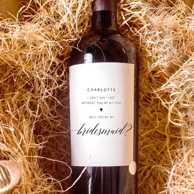 Einfaches elegantes Bridesmaid-Angebot Weinetikett (Von Creator hochgeladen)