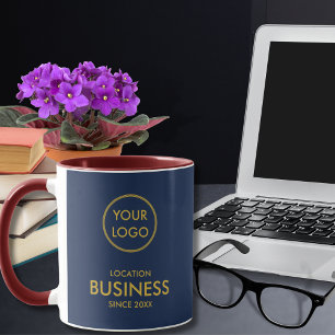 Einfaches elegantes Business-Logo Navy Blue Gold Tasse