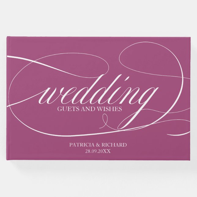Einfaches elegantes Cassis Wedding Gästebuch (Vorderseite)