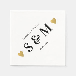 Einfaches Elegantes Diagonales Monogramm Goldene H Serviette