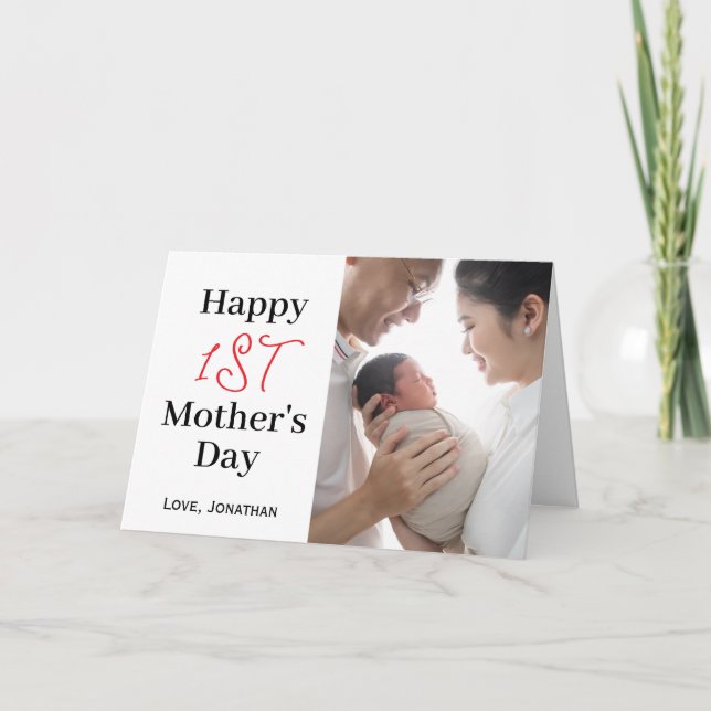 Einfaches elegantes Erstes Foto der Mutter Karte (Vorderseite)