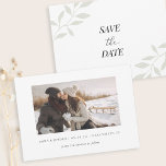 Einfaches elegantes Foliage-Foto Save the Date<br><div class="desc">Die individuell gestaltete Hochzeit bewahrt die Dattelkarte mit modernem Design und elegantem Blattwerk.</div>