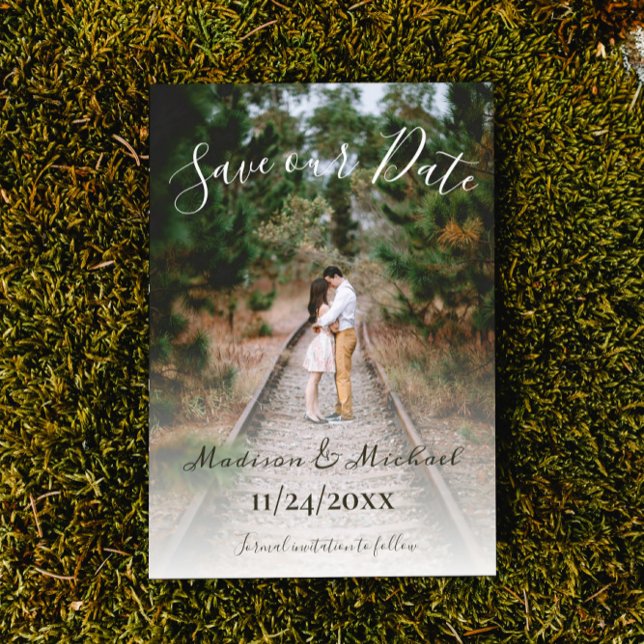 Einfaches elegantes Foto Ankündigung Datum freihal (Simple Elegant Photo Save the Date Wedding Announcement
)