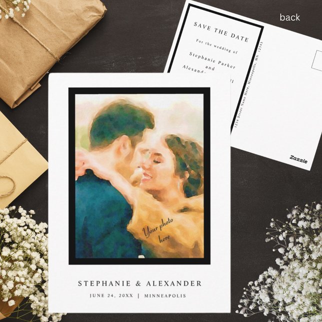 Einfaches elegantes Foto Ankündigung Datum freihal Postkarte (Von Creator hochgeladen)