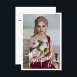 Einfaches elegantes Foto Bat Mitzvah Geburtstag Dankeskarte<br><div class="desc">Einfaches Elegantes Foto Bat Mitzvah Birthday Dankeschön-Karte mit dem eleganten Text "Danke" in weißer Kalligraphie-Skript auf der Vorderseite mit Ihrer personalisierten Botschaft auf der Rückseite. Personalisieren Sie den Text in den Textfeldern,  indem Sie ihn bearbeiten. Entworfen von ©Evco Studio www.zazzle.com/store/evcostudio</div>