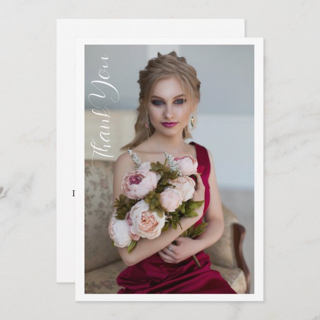 Einfaches elegantes Foto Bat Mitzvah Geburtstag Dankeskarte (Vorne/Hinten)