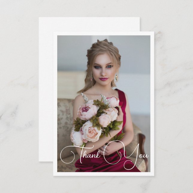 Einfaches elegantes Foto Bat Mitzvah Geburtstag Dankeskarte (Vorne/Hinten)