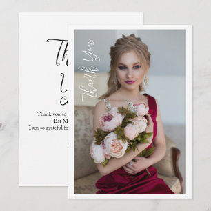 Einfaches elegantes Foto Bat Mitzvah Geburtstag Dankeskarte