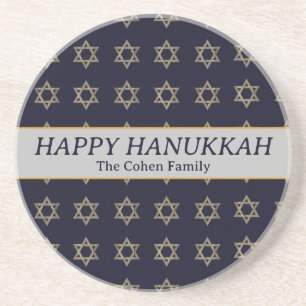 Einfaches elegantes Foto der Hanukkah-Familie Getränkeuntersetzer