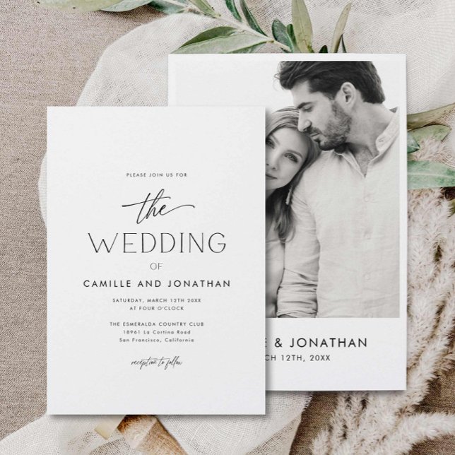 Einfaches elegantes Foto Hochzeit Einladung (Simple Modern Photo Wedding Invite)