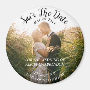 Einfaches Elegantes Foto Hochzeit Moderner Whimsy  Magnet