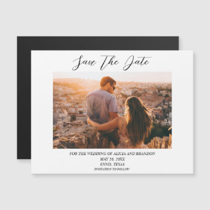Einfaches Elegantes Foto Hochzeit Modernes Skript Magnetkarte