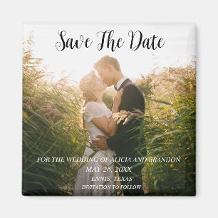 Einfaches elegantes Foto Hochzeit Modernes Whimsy  Magnet