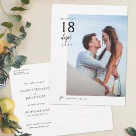 Einfaches elegantes Foto Hochzeit speichern das Da Ankündigungspostkarte