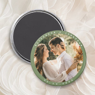 Einfaches elegantes Foto Hochzeit speichern das Da Magnet