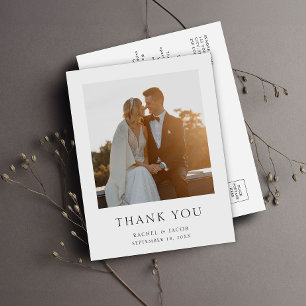 Einfaches elegantes Foto Hochzeit Vielen Dank Postkarte