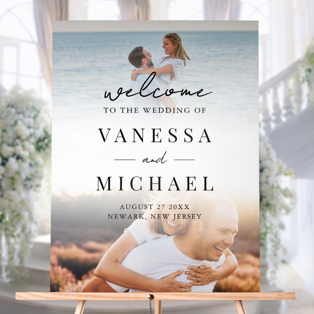 Einfaches elegantes Foto Hochzeit Willkommen Acrylschild (Von Creator hochgeladen)