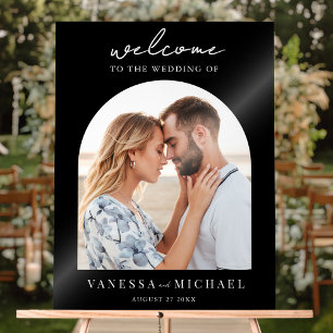 Einfaches elegantes Foto Hochzeit Willkommen Acrylschild