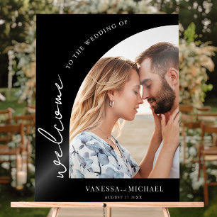 Einfaches elegantes Foto Hochzeit Willkommen Acrylschild