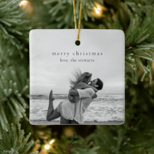 Einfaches elegantes Foto Moderne Weihnachten Keramikornament