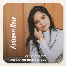 Einfaches elegantes Foto Moderner Abschluss Rechteckiger Pappuntersetzer