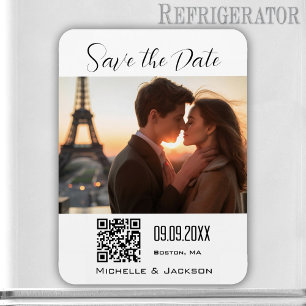 Einfaches Elegantes Foto QR-Code Save the Date Magnet