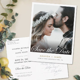 Einfaches elegantes Foto Save the Date Ankündigungspostkarte