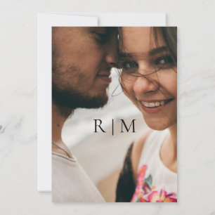 Einfaches elegantes Foto Traditionelle Monogramm H Einladung
