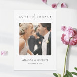 Einfaches elegantes Foto Vielen Dank für Ihre Hoch Dankeskarte<br><div class="desc">Dieses schlichte, individuelle Foto Hochzeitsgeschenk dank der Kartenvorlage verfügt über ein elegantes, minimalistisches, modernes Design. Die Standardform ist ein normaler, scharfer Winkel, aber auch abgerundete Ecken funktionieren wunderbar mit diesem Design. Versuchen Sie also, beide Aussehen zu haben und zu sehen, welche Ecke Sie ergreift! Die Vorderseite zeigt Ihr Lieblings-Foto, Vornamen...</div>
