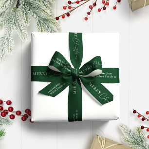 Einfaches Elegantes Frohe Weihnachten Familienname Satinband