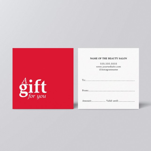 Einfaches elegantes Geschenk von Red White Beauty  Quadratische Visitenkarte (Von Creator hochgeladen)