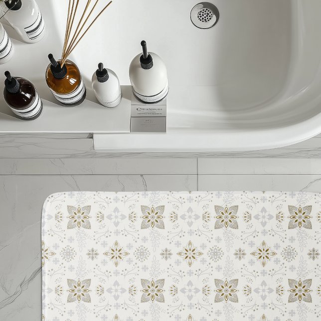 Einfaches elegantes Gold Folk Tile Muster Badematte (Von Creator hochgeladen)