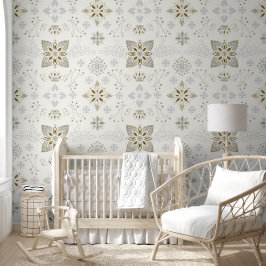 Einfaches elegantes Gold Folk Tile Muster Tapete