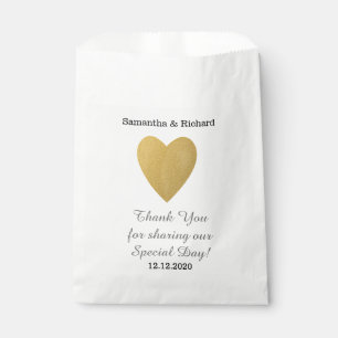 Einfaches elegantes Gold Heart Wedding Vielen Dank Geschenktütchen