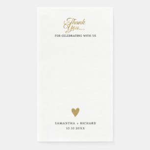 Einfaches elegantes Gold Heart Wedding Vielen Dank Serviette