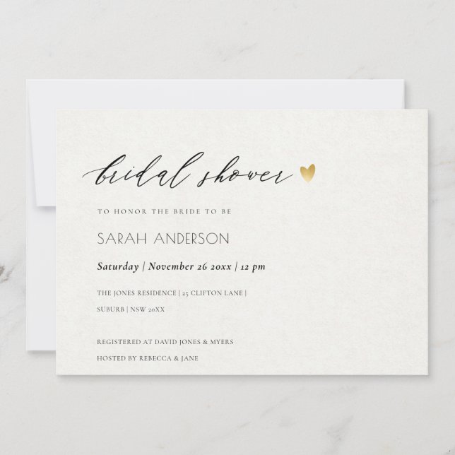 EINFACHES ELEGANTES GOLD KRAFT TYPOGRAPHY-BRAUTPAR EINLADUNG (Vorderseite)