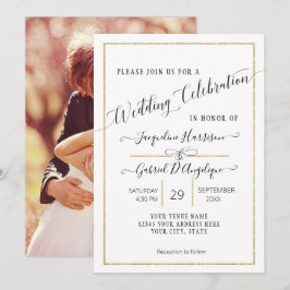 Einfaches elegantes Gold-Minimal-Script-Wedding-Fo Einladung